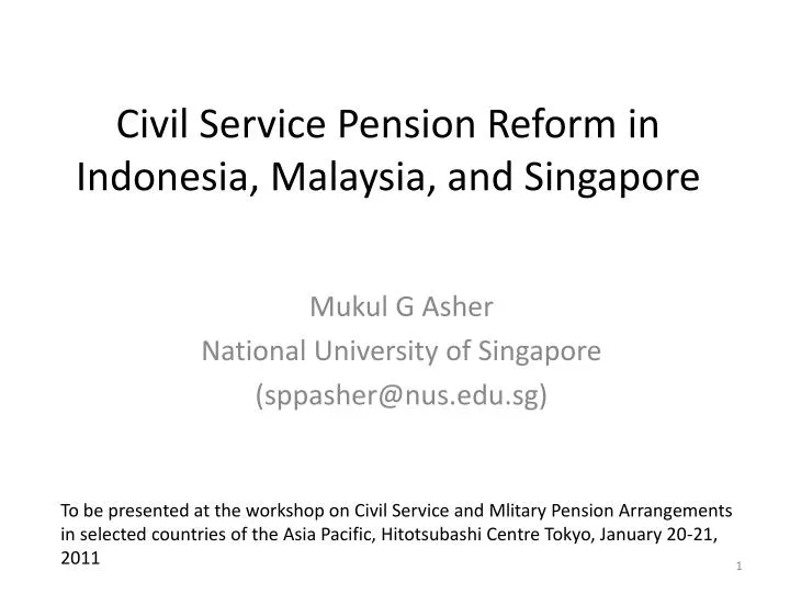 PPT Civil Service Pension Reform in Indonesia, Malaysia, and