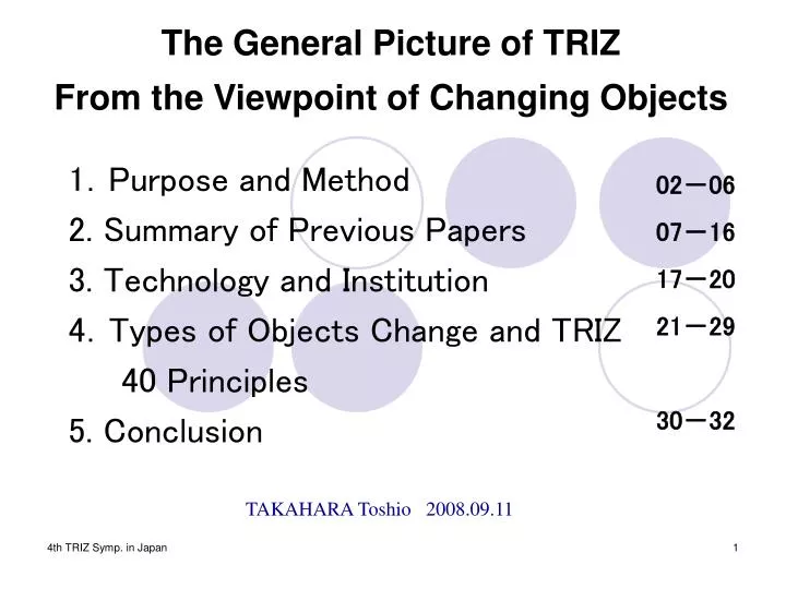 the general picture of triz from the viewpoint of changing objects n.