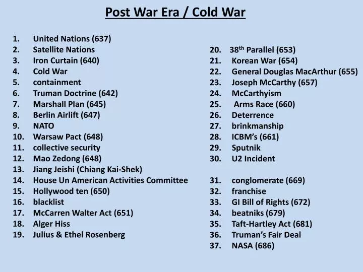 post war era cold war n.