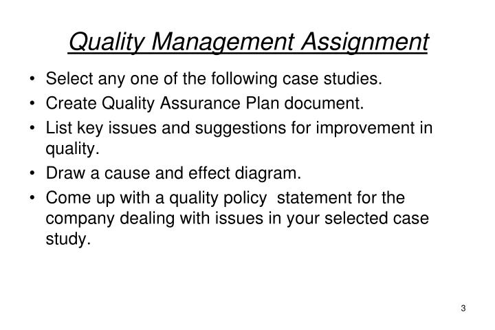 quality management assignment