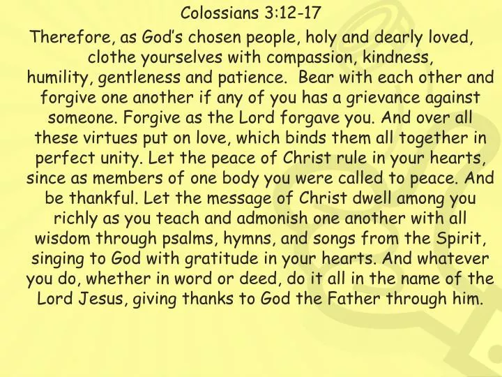 Ppt Colossians 312 17 Powerpoint Presentation Id5361015