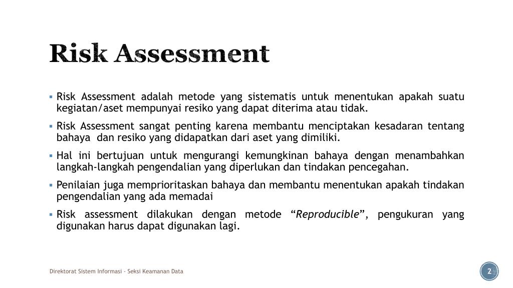 Risk Assessment. Assessment report