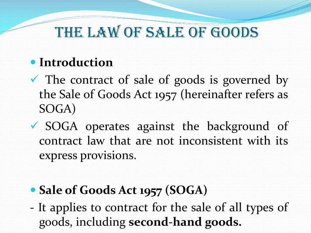 sales of goods act 1957 case study with solution pdf
