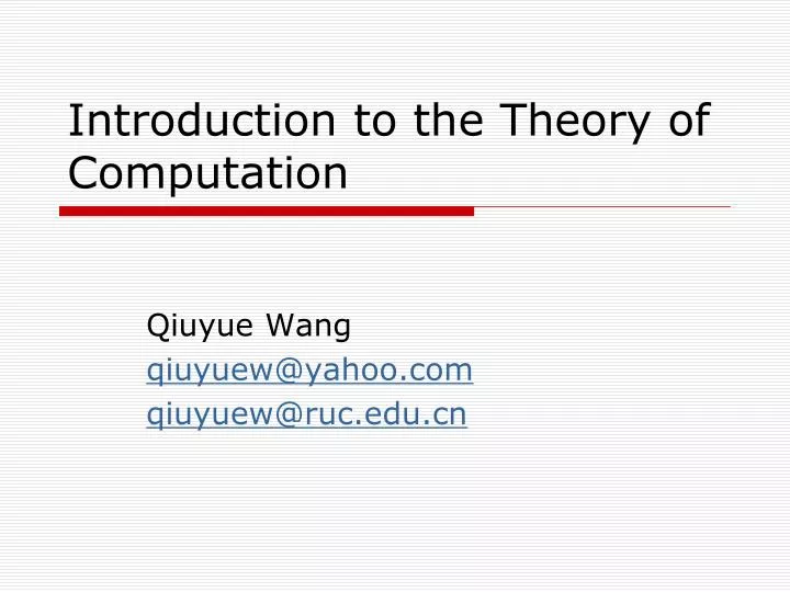 Ppt introduction to the theory of computation powerpoint presentation
