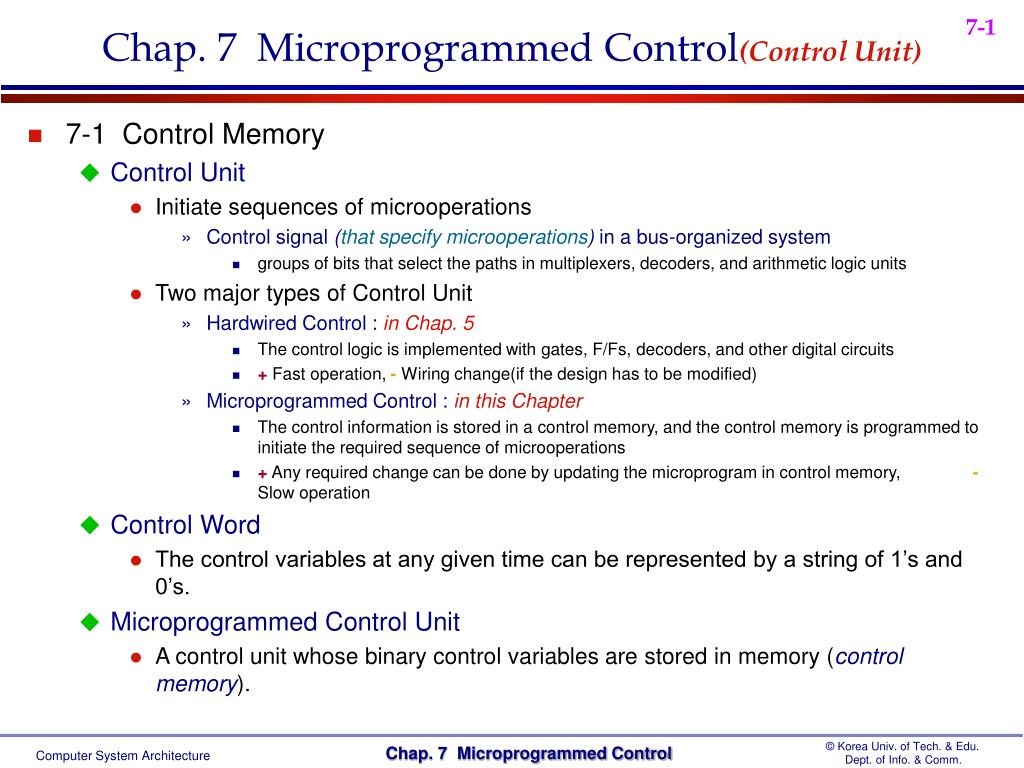 PPT - Chap. 7 Microprogrammed Control (Control Unit) PowerPoint  Presentation - ID:5372081